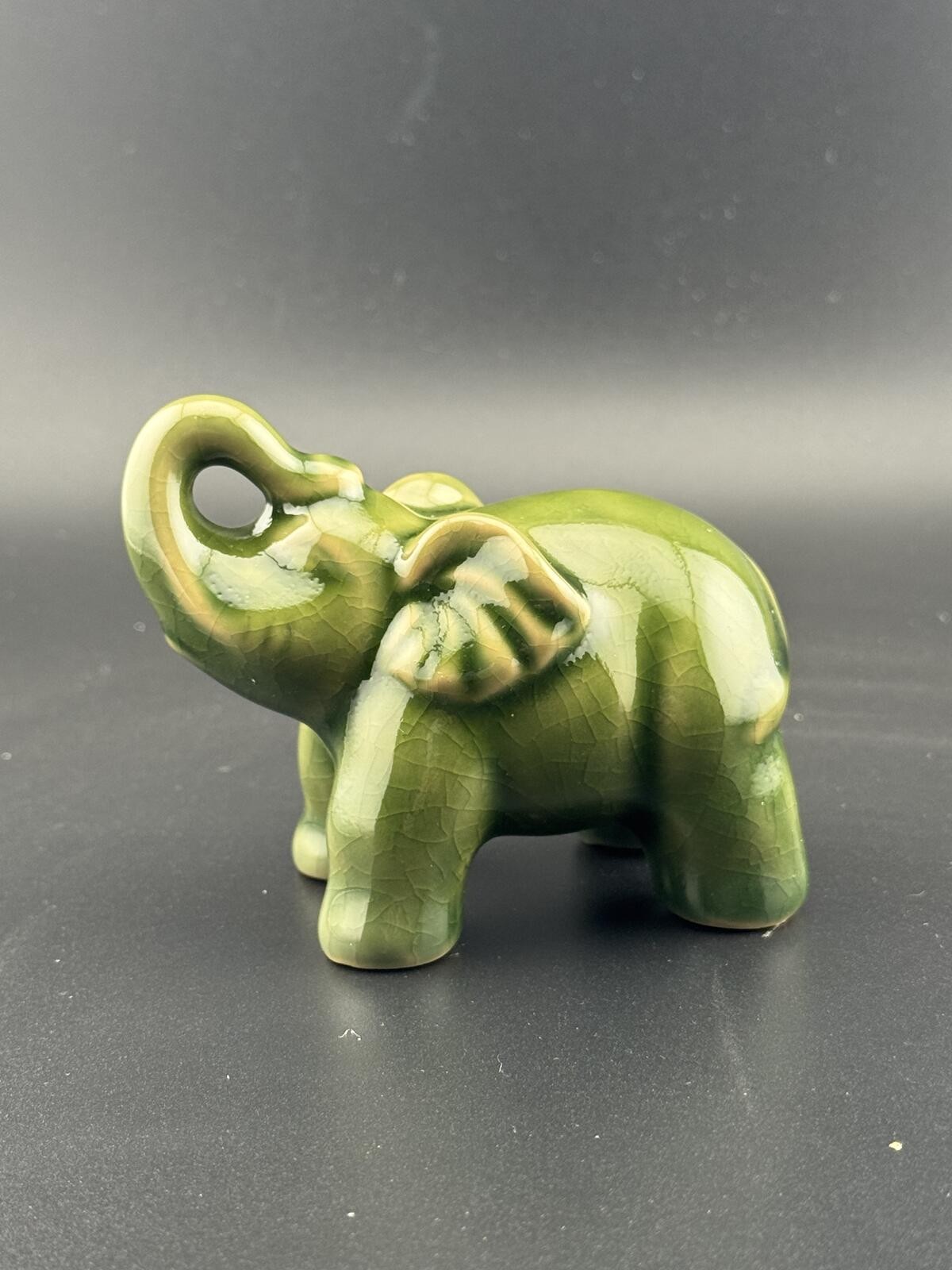 Crackle Celadon Ceramic Elephant #2