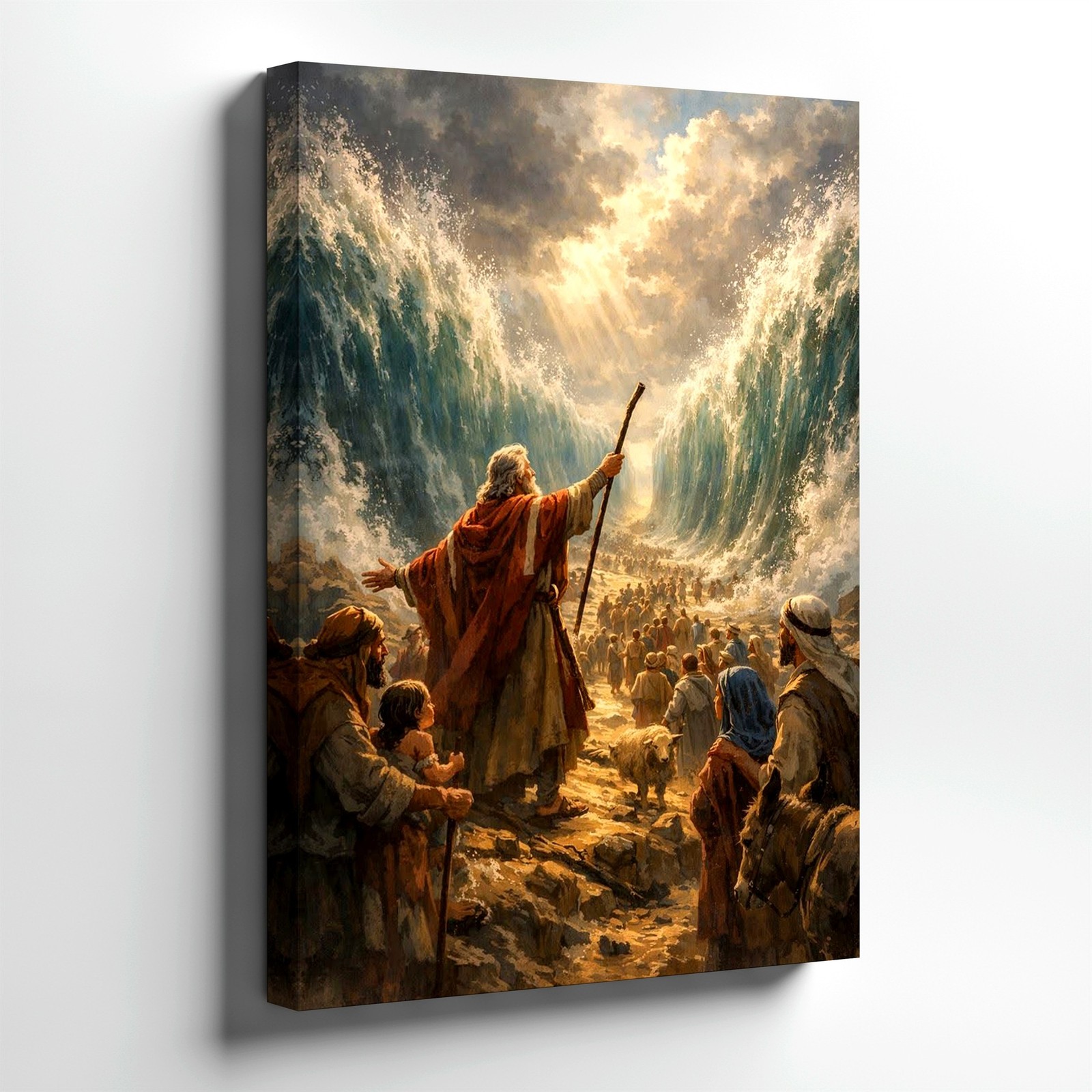 Wall Art Biblical Sea Parting Canvas Print Religious Exodus Moses Painting Decor