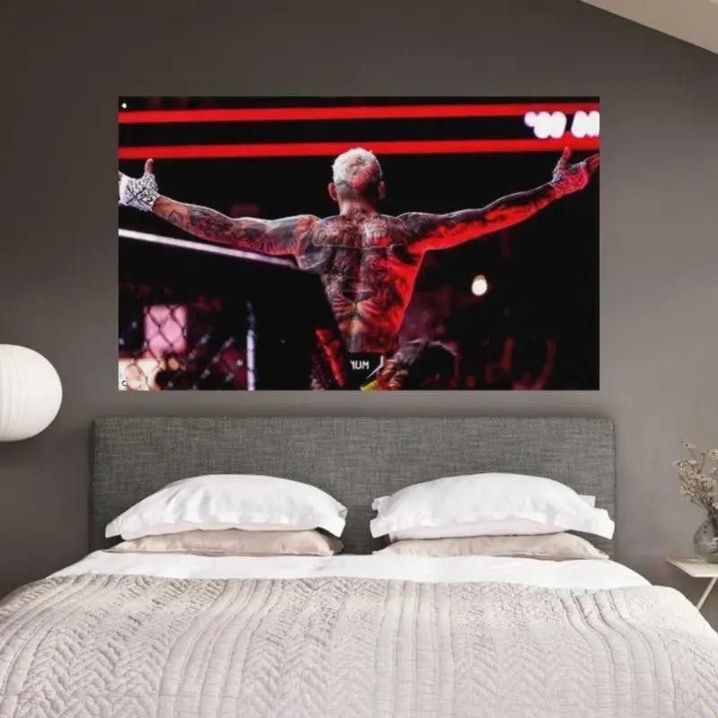 Combat Sports Motivation Tapestry 60x40in Fighter Silhouette Wall Decor