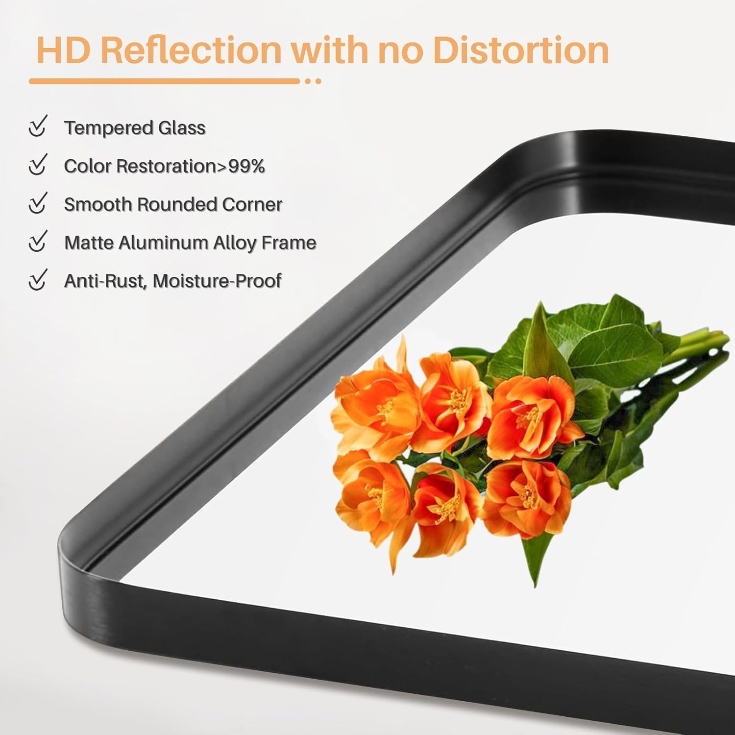 Bathroom Mirror for Wall, 30X22 Inch Rectangle Mirror, Matte Black Metal Framed