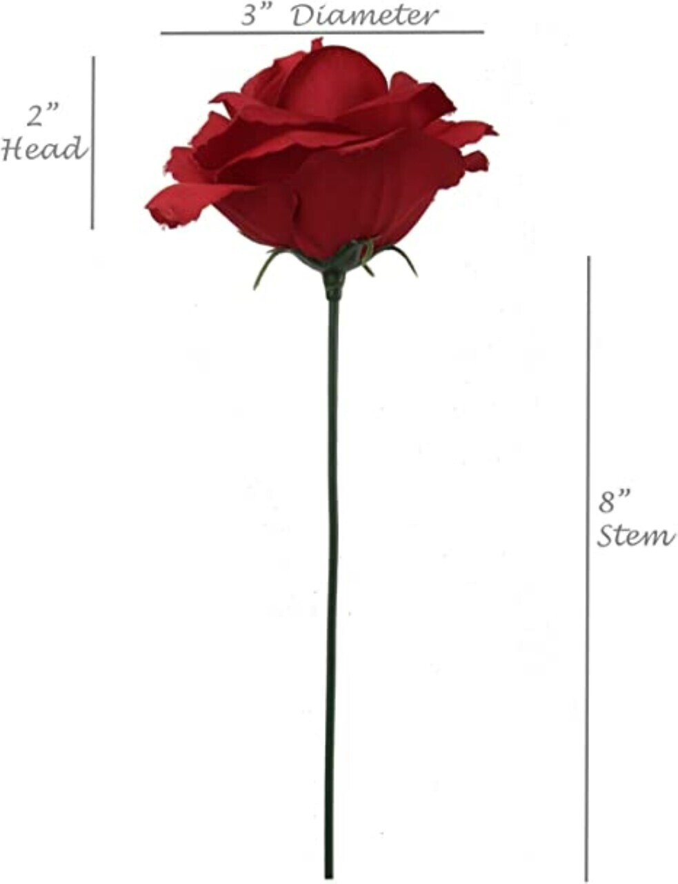 Artificial Rose Picks, 8&Prime; Long, 3&Prime; Wide, Box of 50, Realistic Silk Roses
