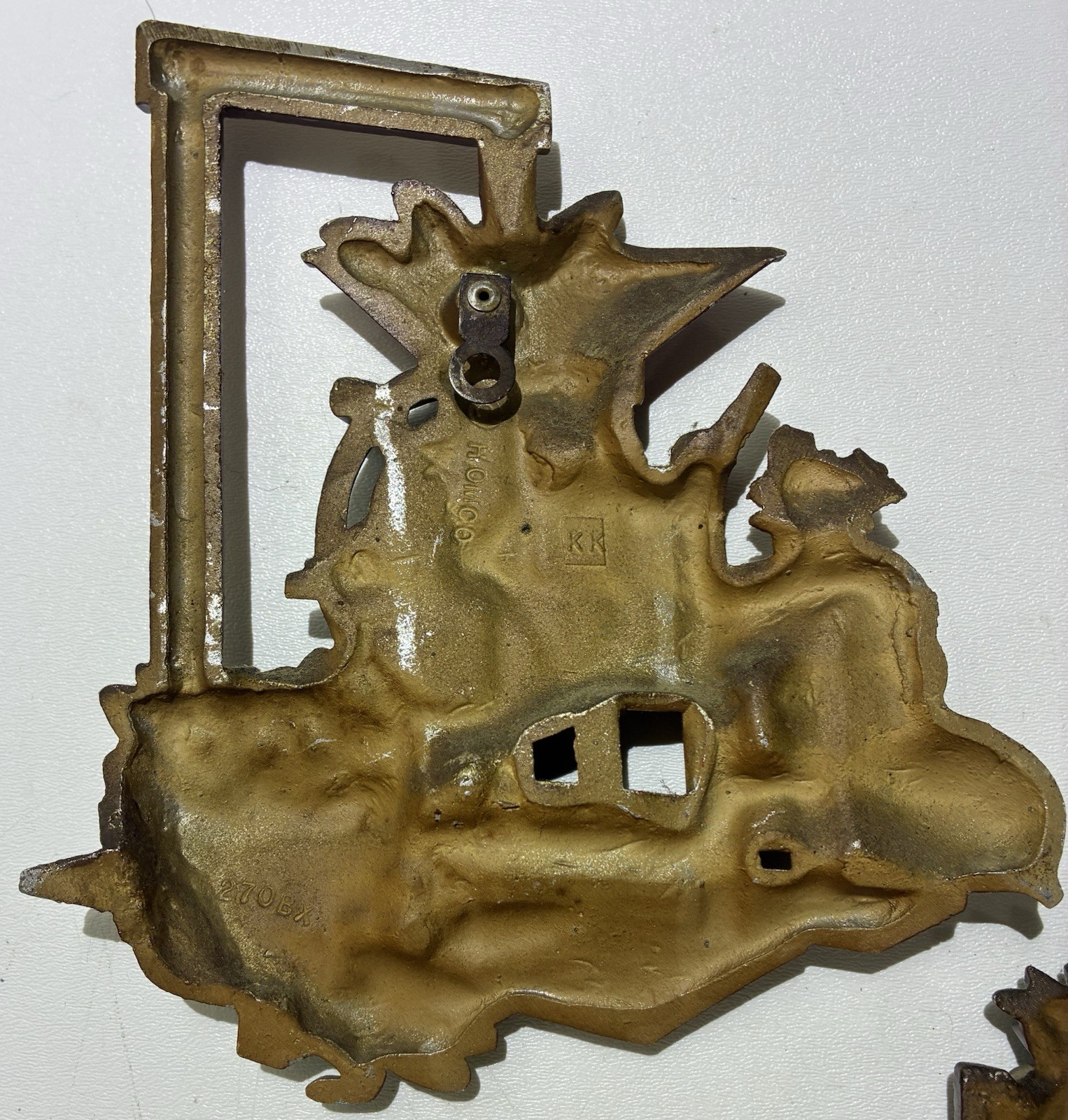 Vtg Two Homco USA 1978 cast metal 3D Country Kitchen Apple Press & Corn Machine