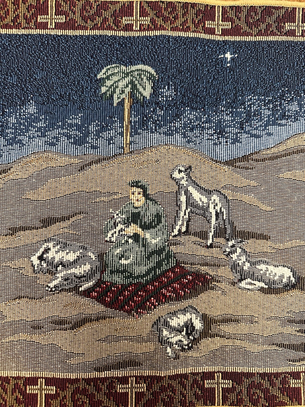 Nativity Scene Tapestry Table Runner Christmas Manger Baby Jesus Holiday 52×13”