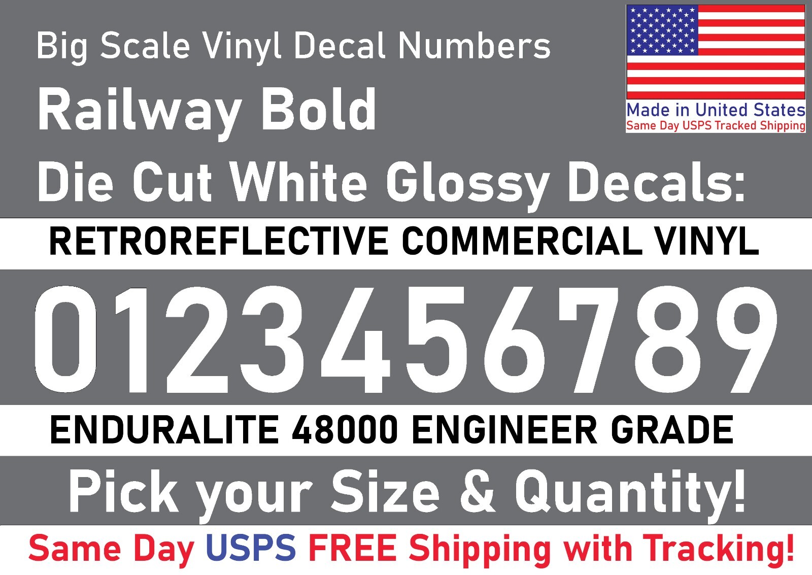 0-10 7&Prime;-32&Prime; Big Size Vinyl Reflective Decal Numbers (White), 7Yrs Outdoor Film