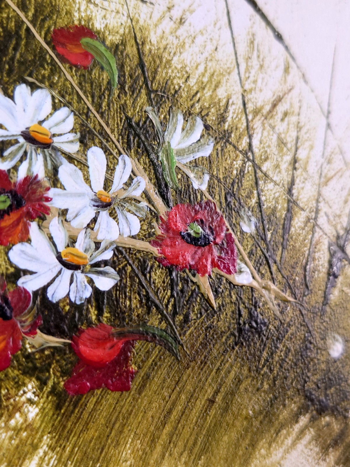 Vtg Mid-Century Floral Landscape Oil In Canvas , Signed “Monte” Framed 20&Prime;X16&Prime;