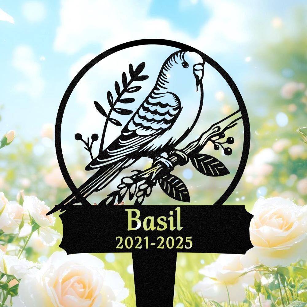 Custom Budgie Memorial Metal Plaque, Pet Loss Garden Ornament