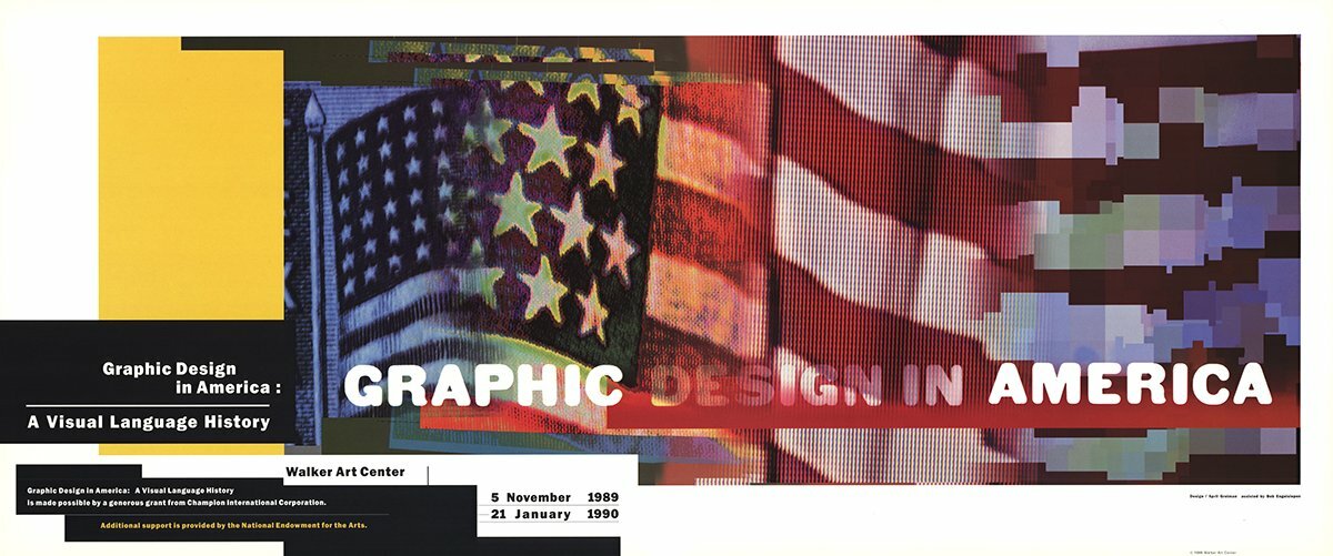APRIL GREIMAN Graphic Design in America 18.5&Prime; x 44&Prime; Poster 1989 Pop Art Multicol