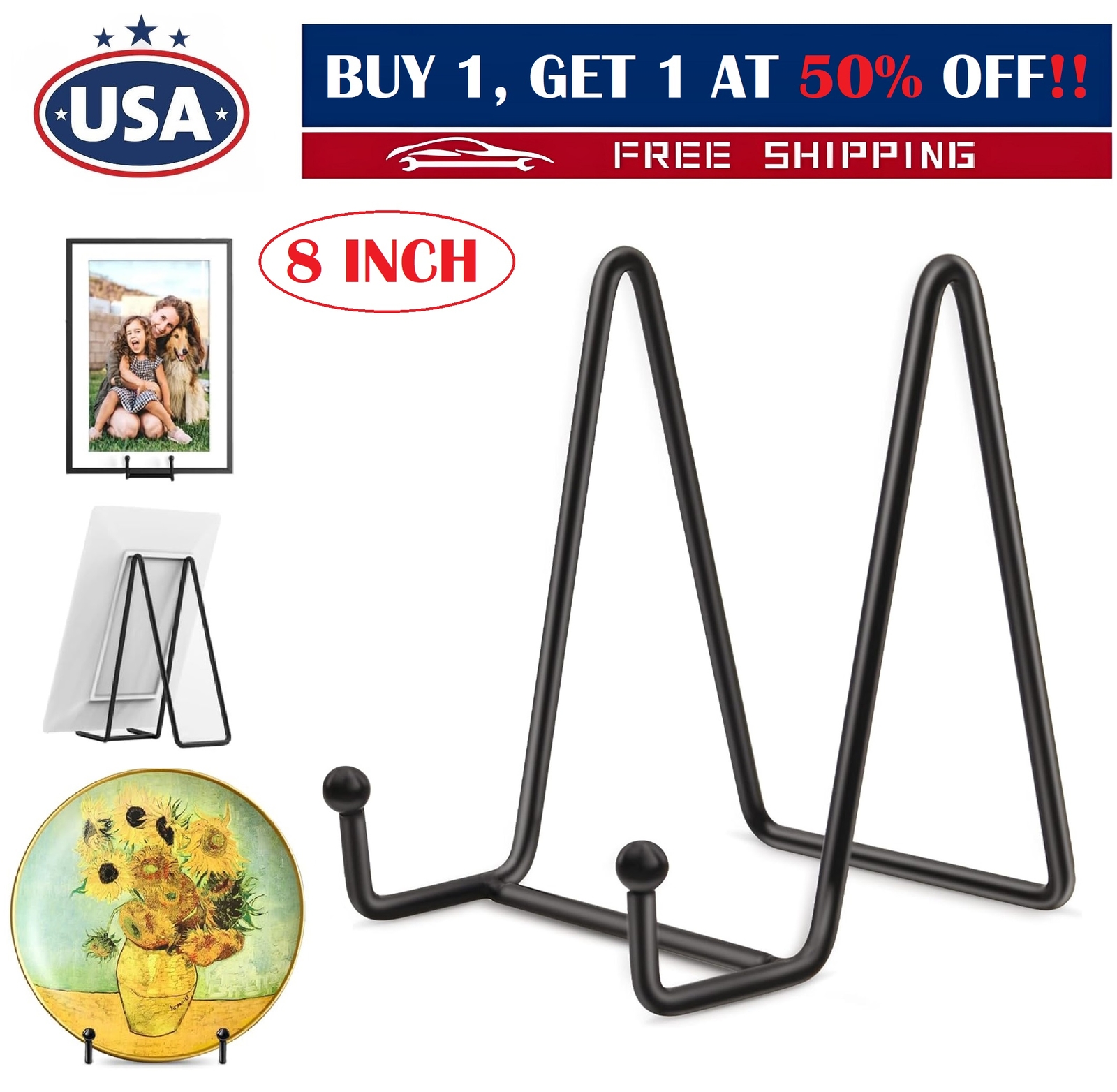 8 inch Metal Frame Holder Display Stands for Picture Plate Book Photo Easel USA