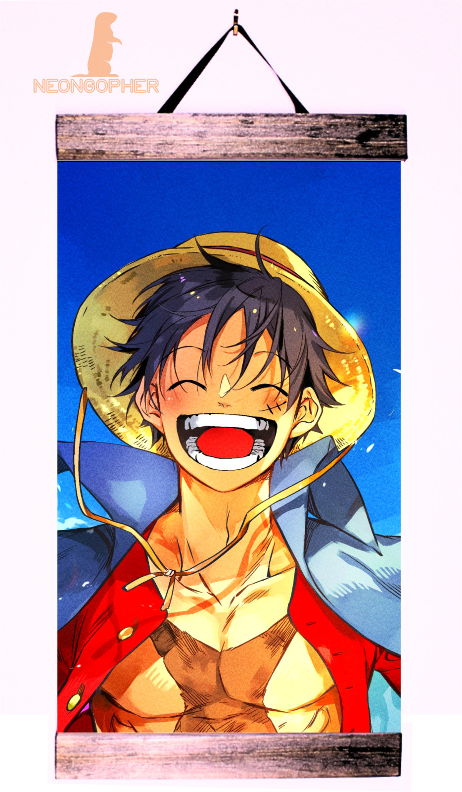 12&Prime;x18&Prime; Custom Canvas Wall Scroll Anime One Piece Solid Wood ws37