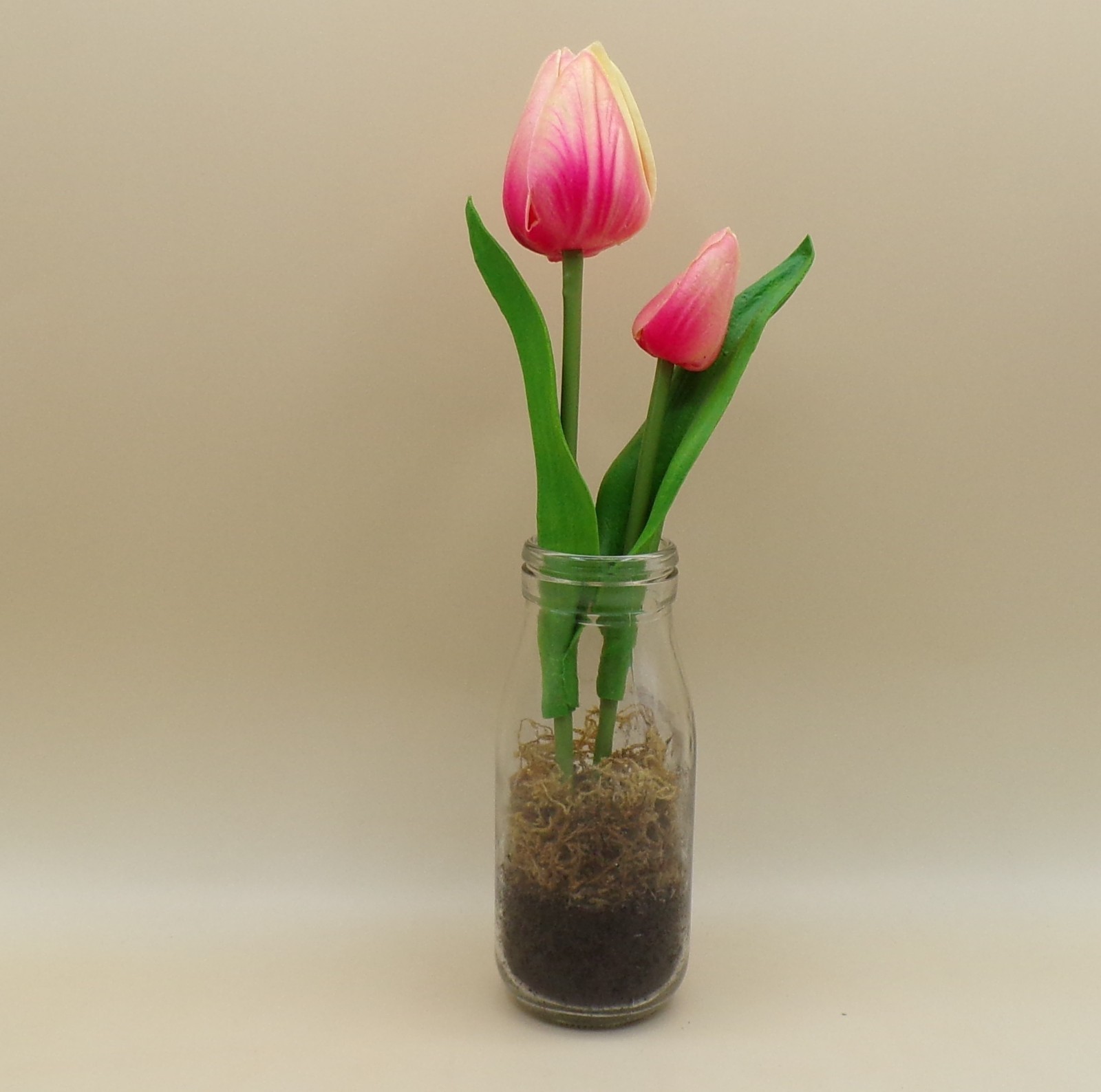 Tulips In Milk Bottle 10.75&Prime; x 2&Prime; New Ganz