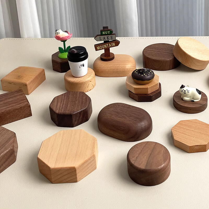 6x6cm/5x5cm Cute Mini Wood Base 2cm Thick Small Base Ornament Display Base Multi