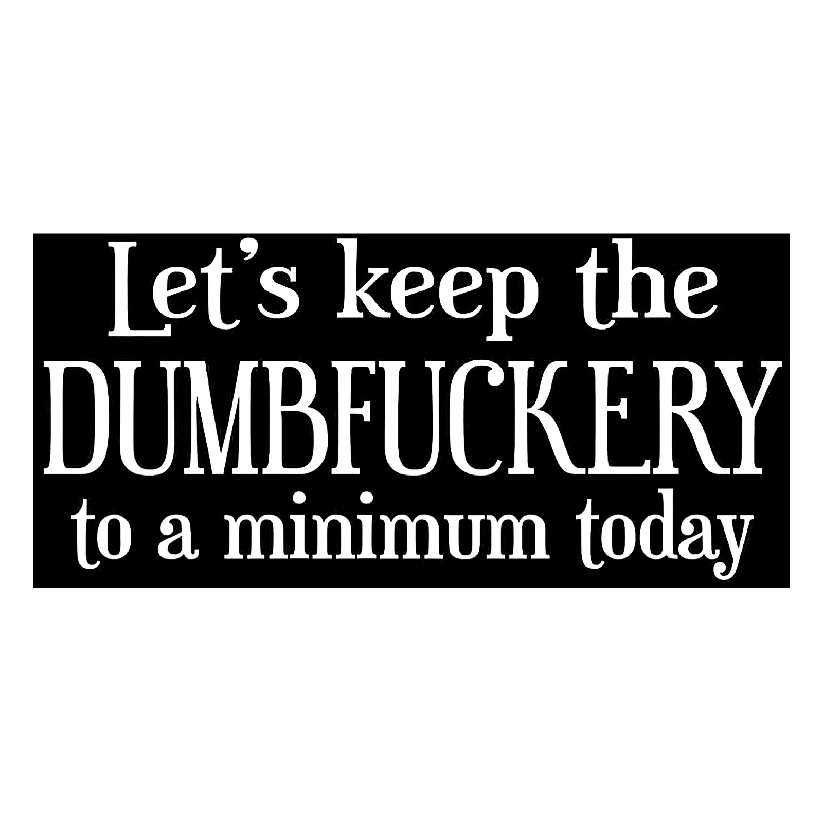 Let&rsquo;s Keep The DumbFuckery To A Minimum Today Funny Humorous Vinyl 4 Sizes