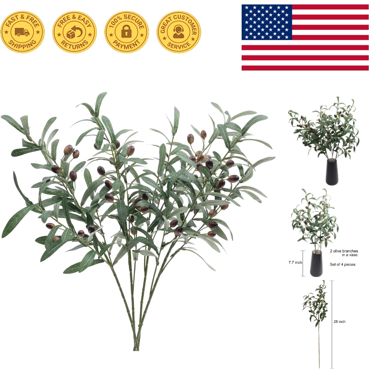 Stylish 28&Prime; Artificial Olive Branches – Perfect for Home, Events & Crafts
