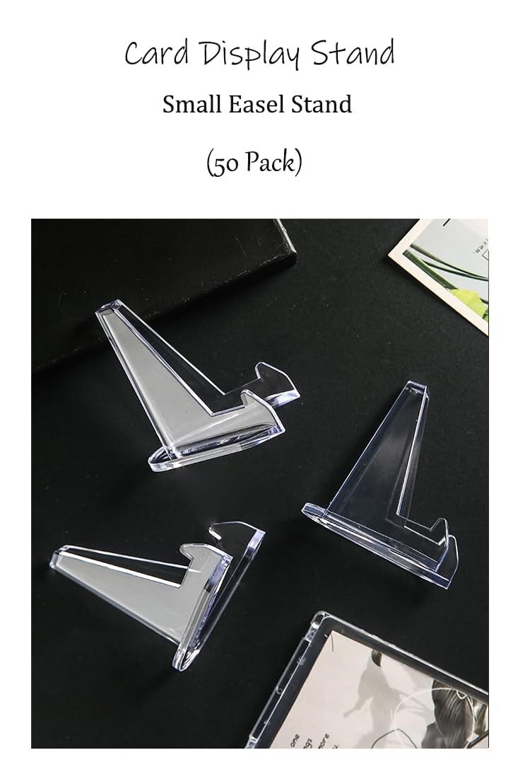 50 Packs Card Display Stand 2.2 inch Acrylic Easel Mini Card Stand for Sports
