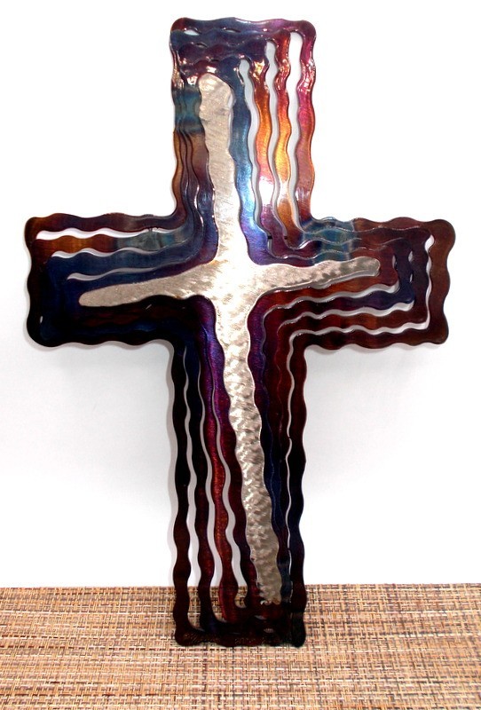 Jeweled Steel Spiral CROSS 2006 Laser Cut Hanging Wall Art David Broussard 12&Prime;