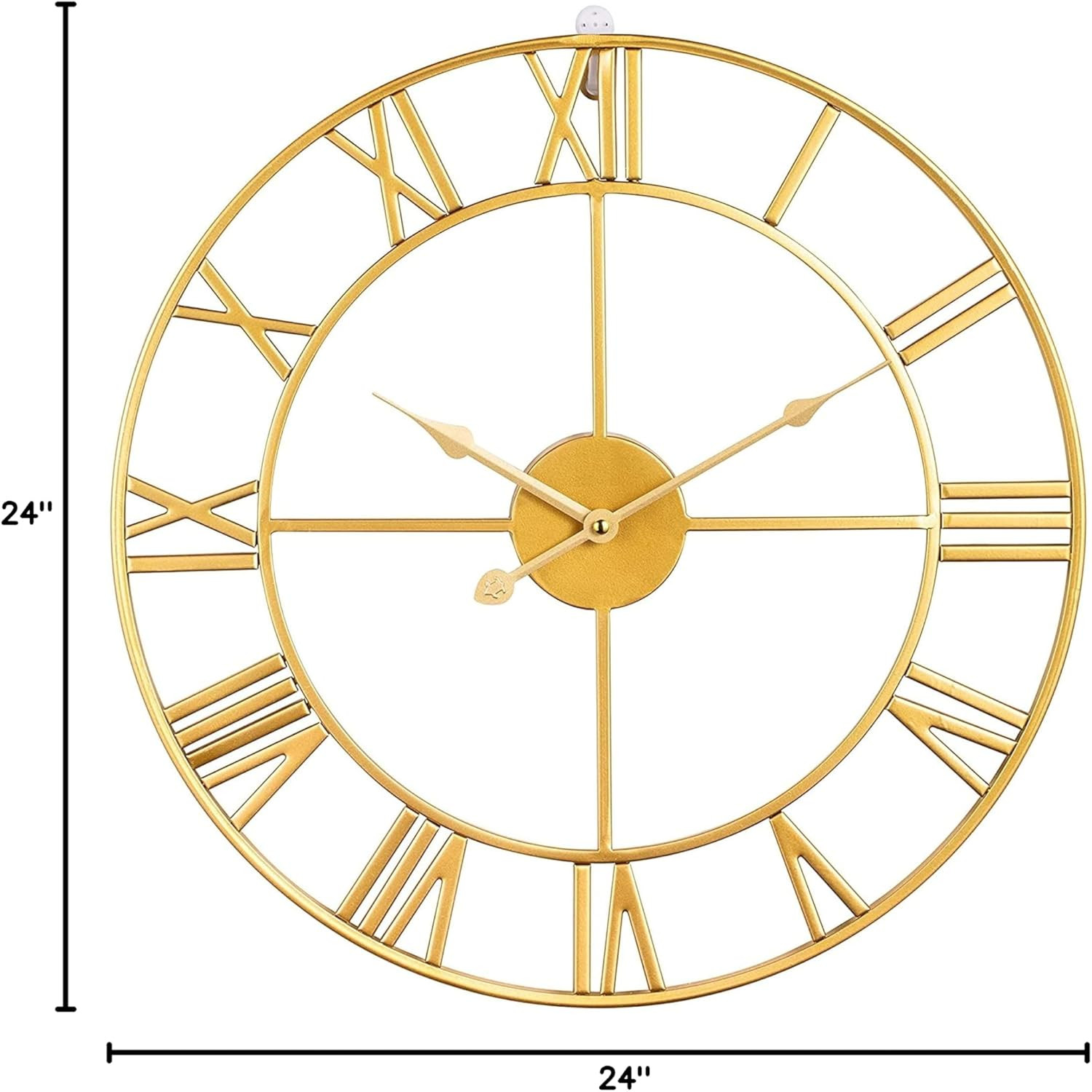 24 Inch Large Home Decor Wall Clock for Living Room Non Ticking Iron Art Clocks
