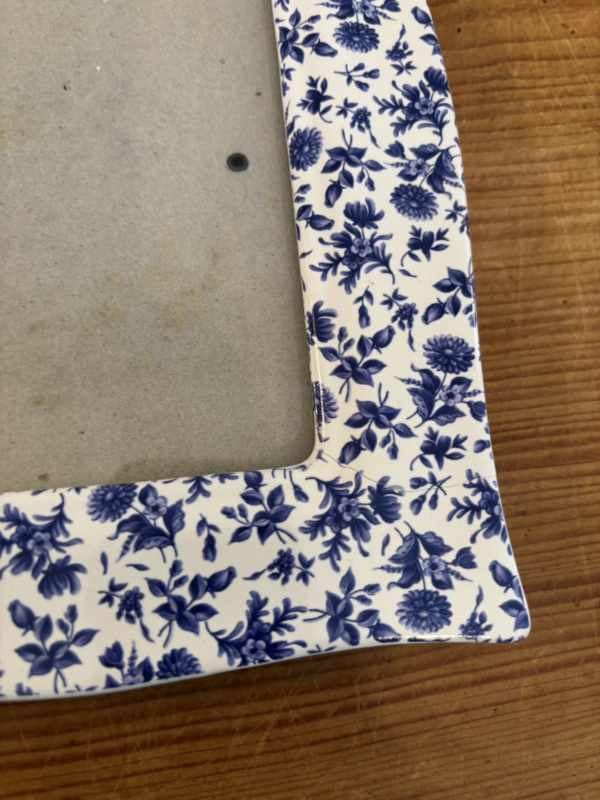 Vintage Ceramic Picture Frame 8.5×6.5 White W/Small Blue flowers Cottagecore
