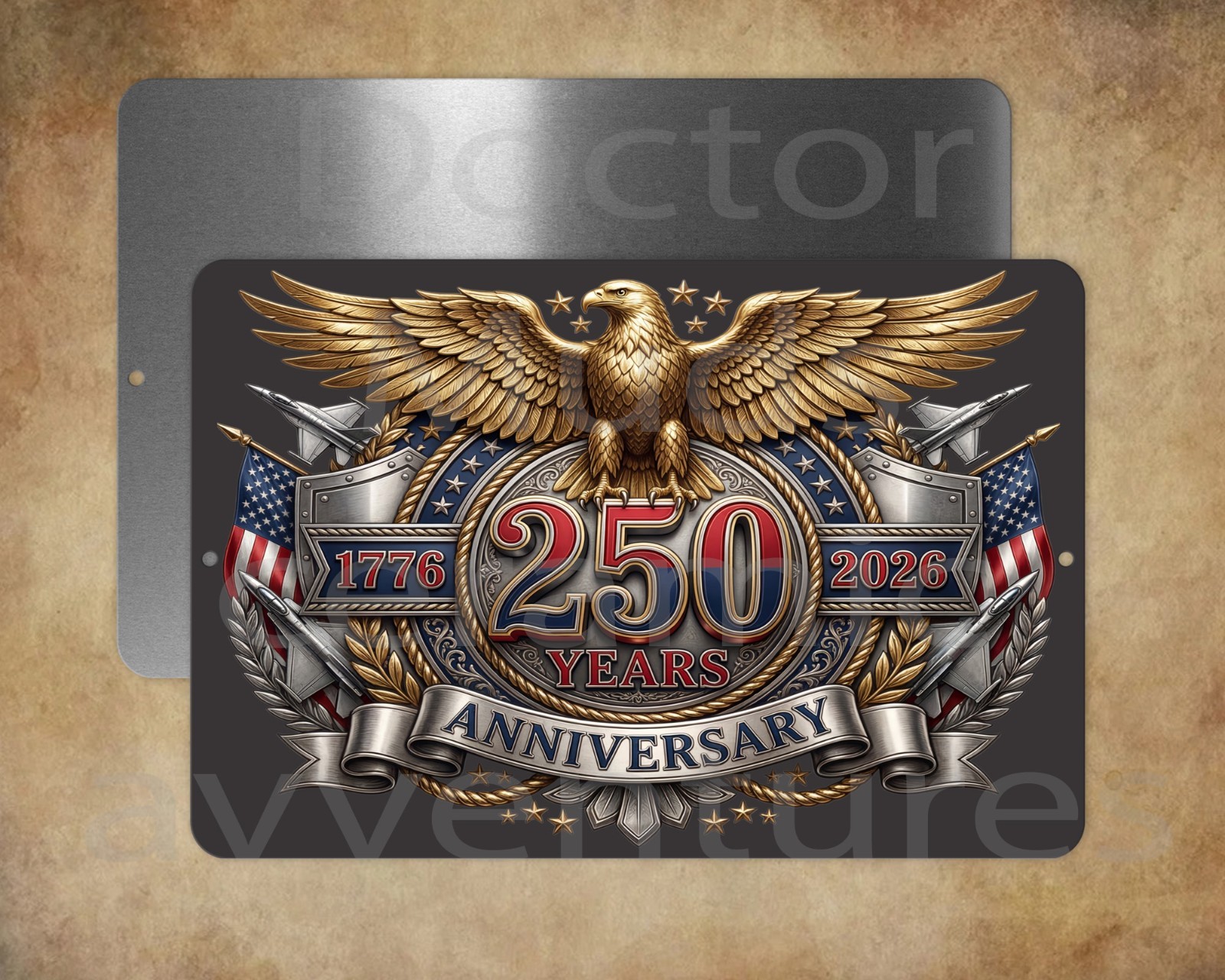 USA 250th ANNIVERSARY 8&Prime; x 12&Prime; metal sign Made in USA