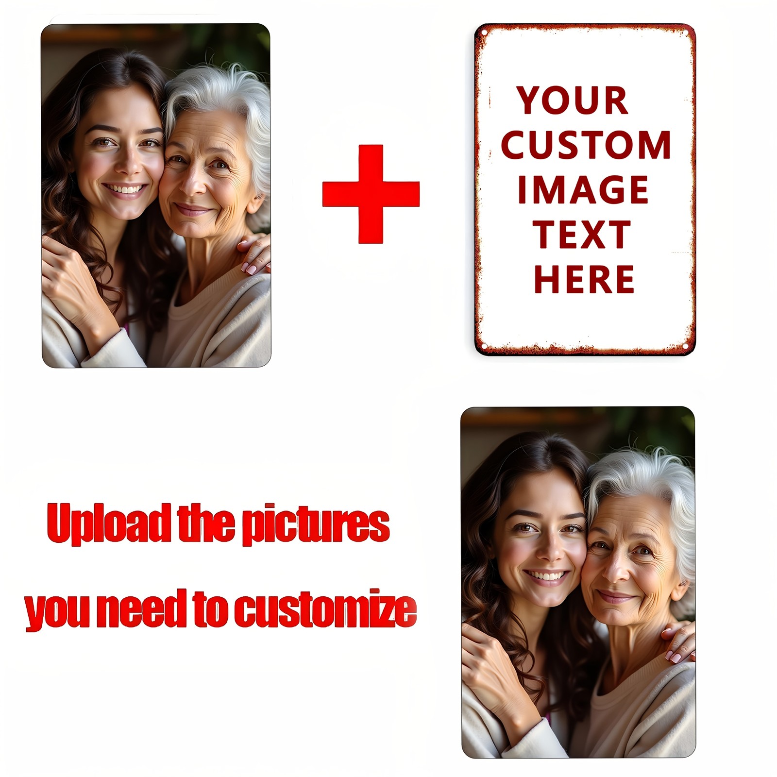 2D Flat Customizable Rustic Vintage Metal Wall Plaque Personalized Text/Image ↗
