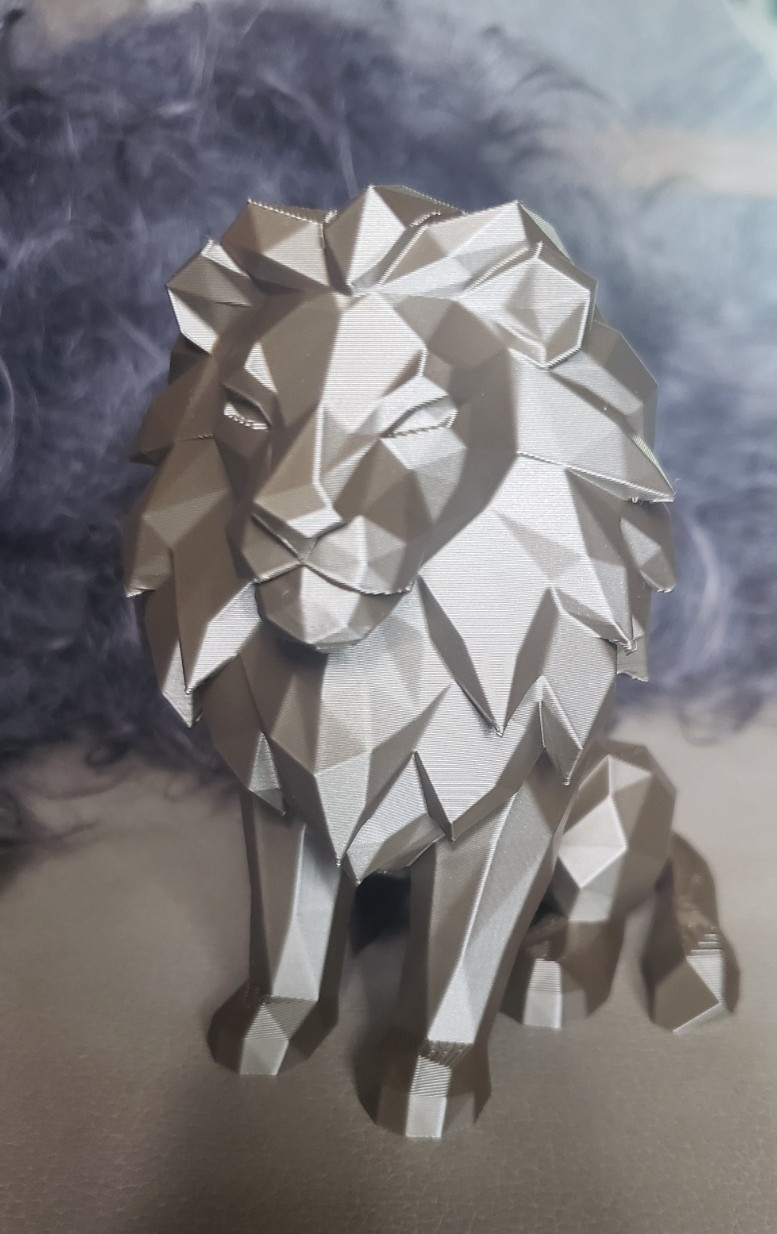 3d printed low poly Modern Faceted LION figurine LEO Birthday Light Bronze color