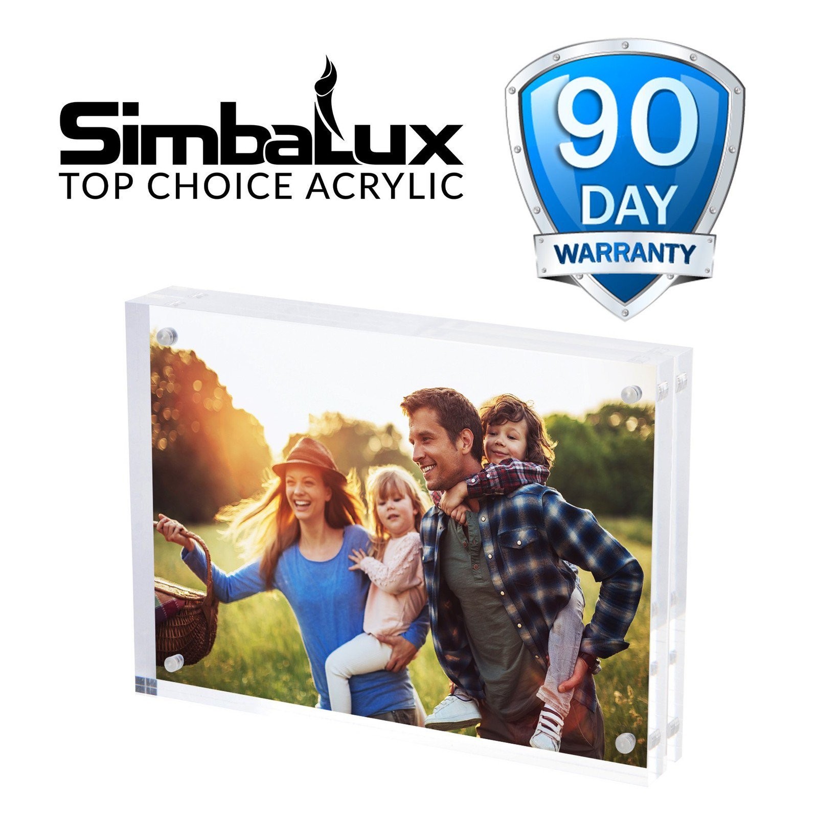[3-Pack] SimbaLux® Acrylic Photo Frame 5” x 7” Free Standing Magnetic Lock