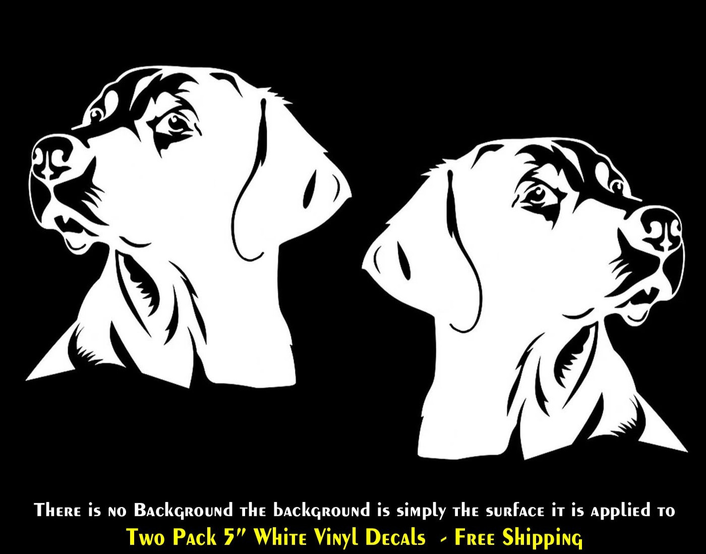 Labrador Retriever Lab Two 5&Prime; White Vinyl Decals Car Windows Laptop Tablet