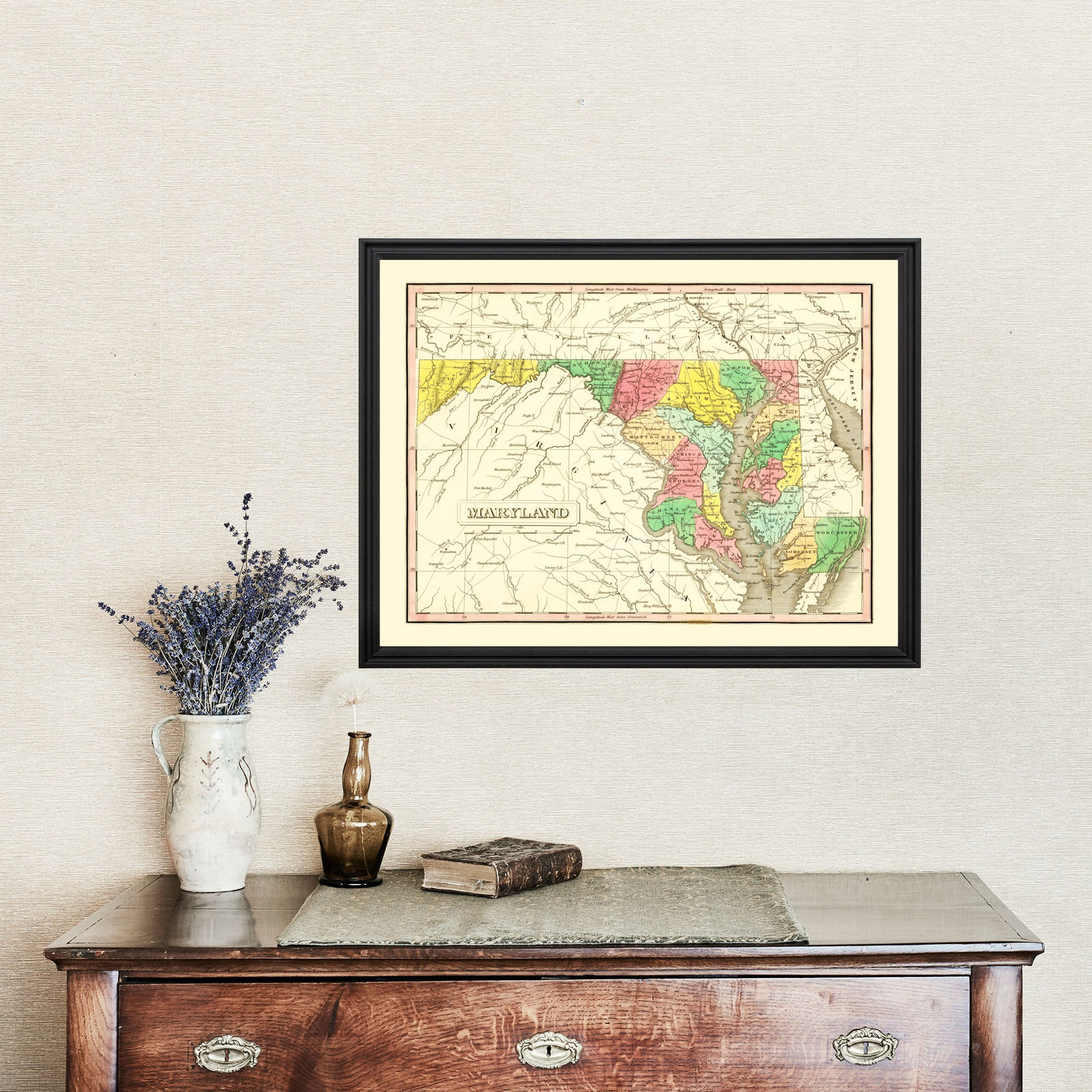 Old Map of Maryland 1831 – Vintage Maryland Art