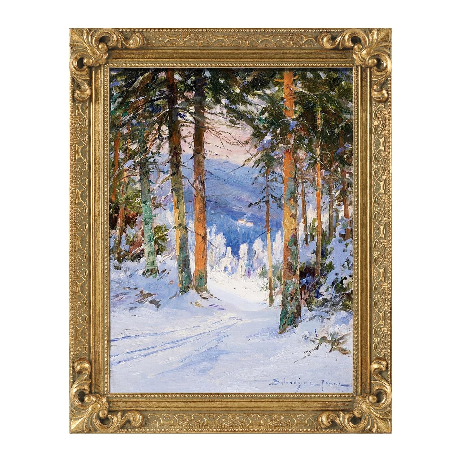 Solid Wood Canvas Frame for 9×12” Oil Paintings, 1.8” Wide Gold Finished Orna…