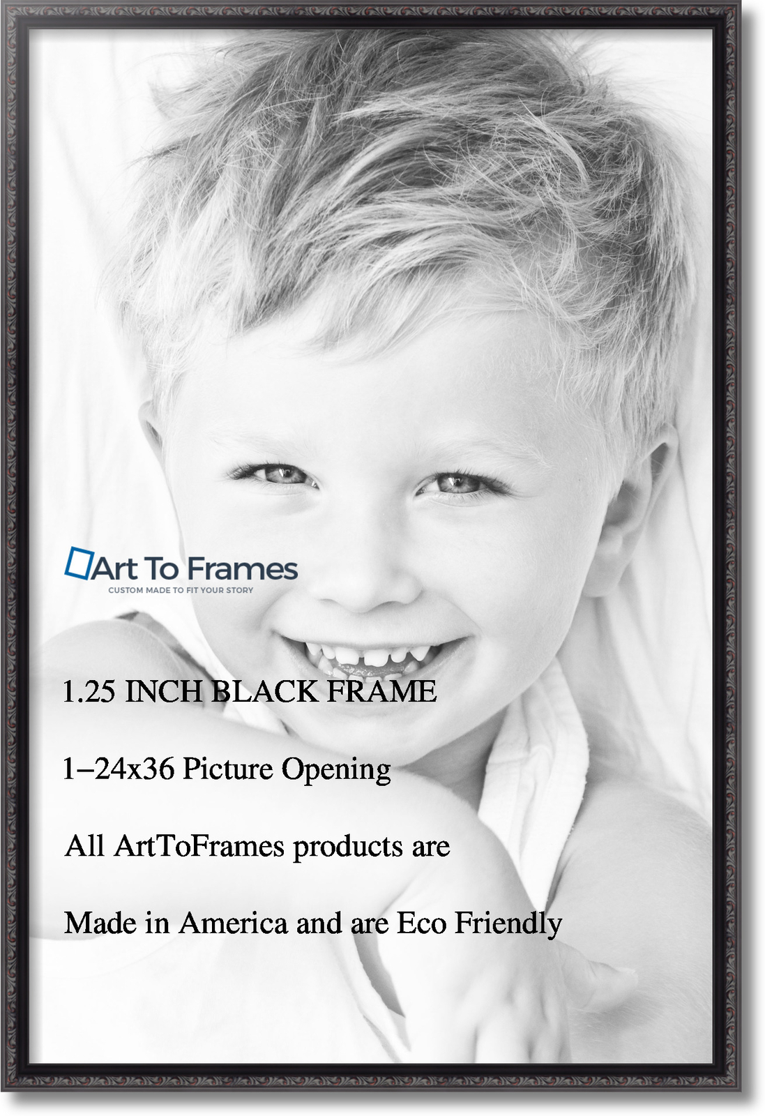 ArtToFrames Custom Picture Poster Frame Black 1.25&Prime; Wide Wood 4625