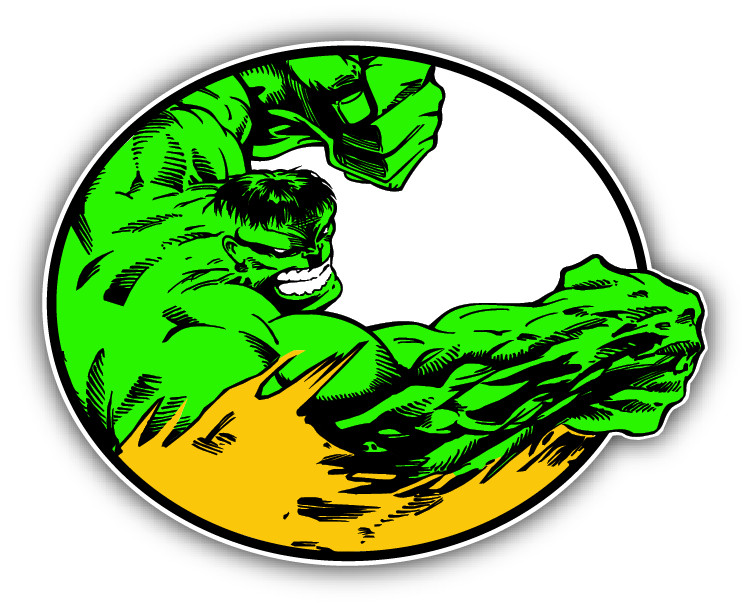 Hulk Kick Cartoon Car Bumper Sticker Decal 5 »x 4 »
