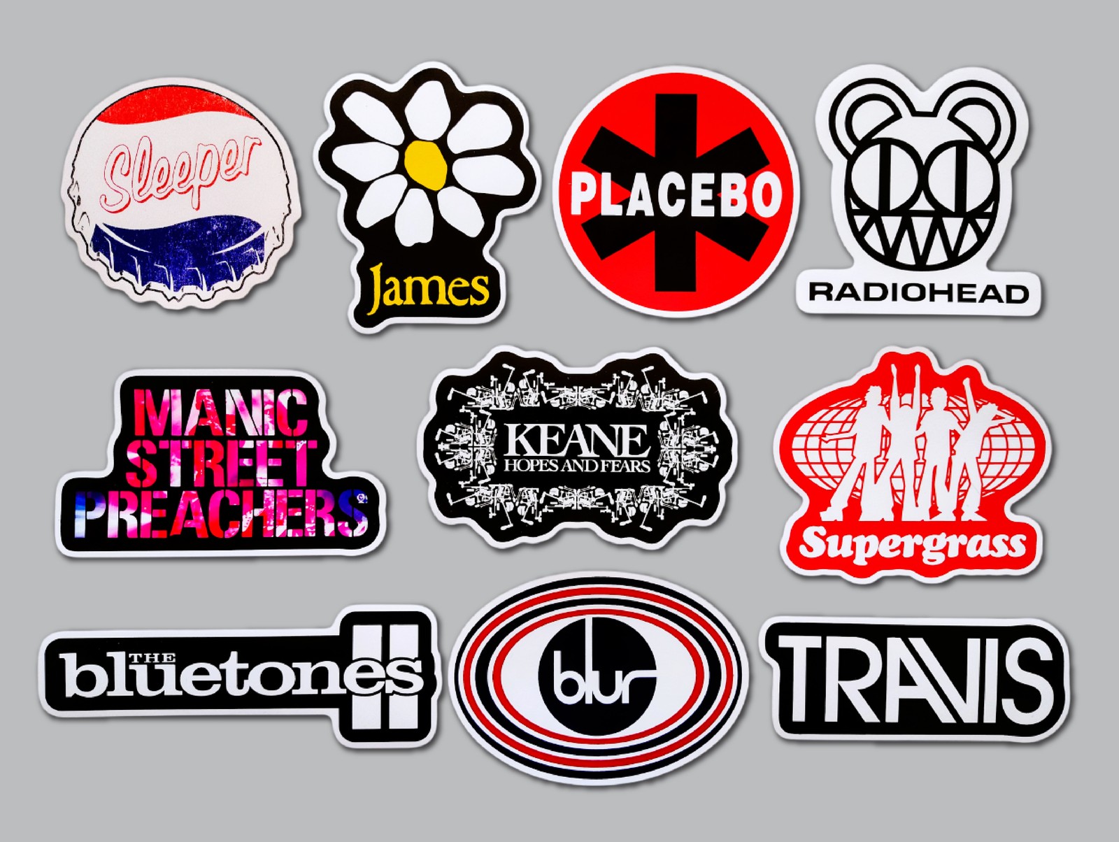 Britpop Vinyl Sticker Lot (10 Stickers) SET 2 blur supergrass british pop rock