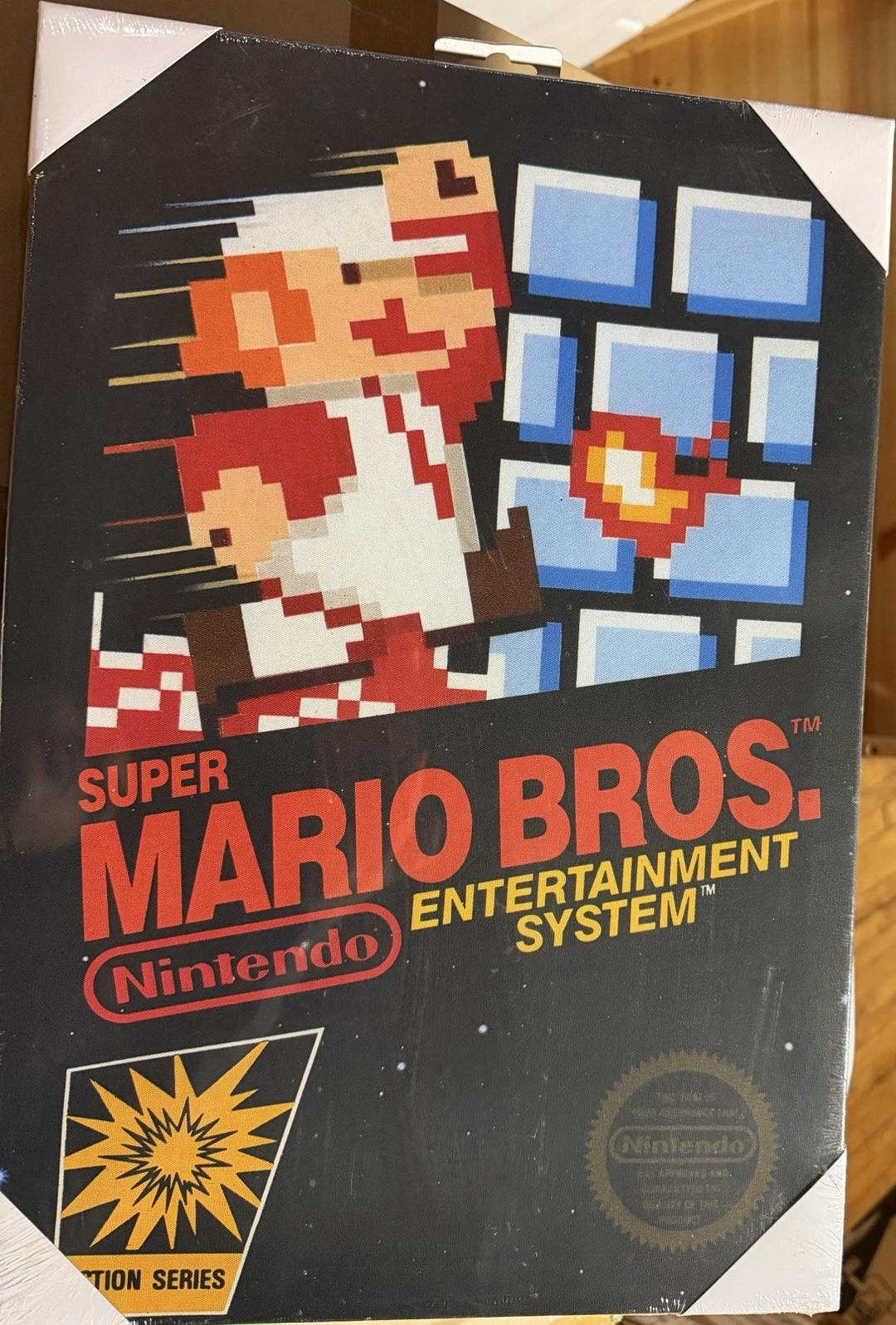 Nintendo Super Mario Bros. Block Fire Picture Frame 16x12in canvas