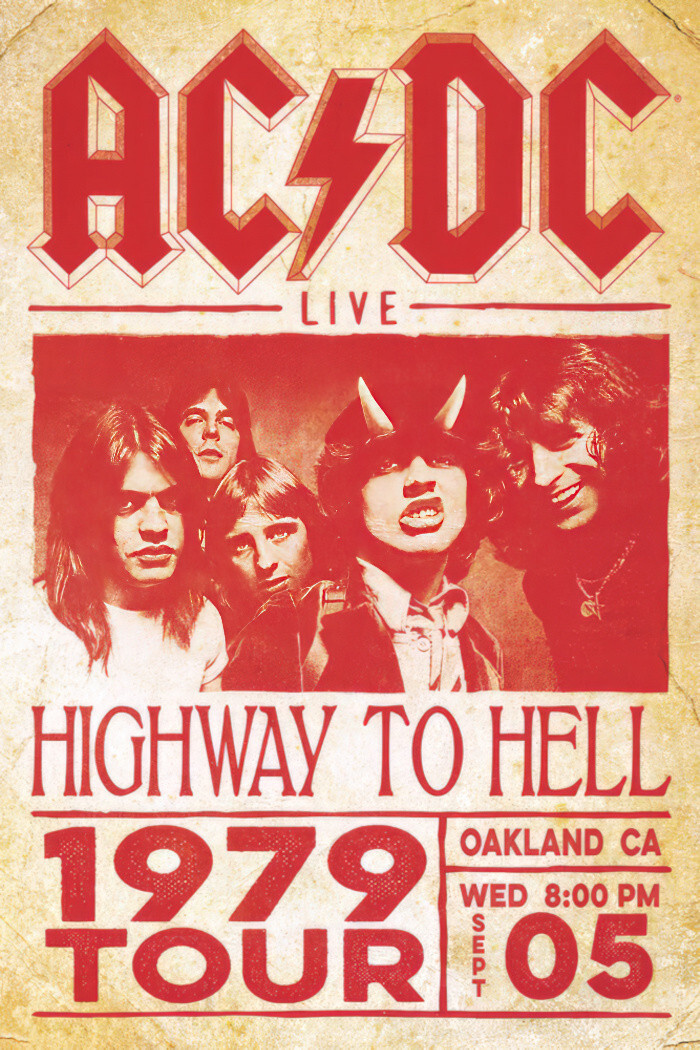 AC/DC – Music Poster (Highway To Hell – 1972 Tour Promo Poster) (Size: 24 x 36&Prime;)