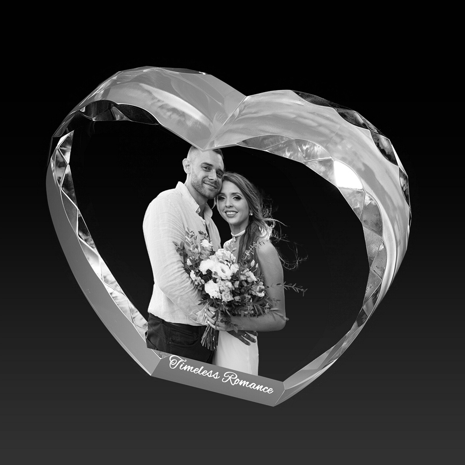 Personalised 3D Crystal Photo Gifts, Crystal Heart Birthday Wedding Father&rsquo;s Day