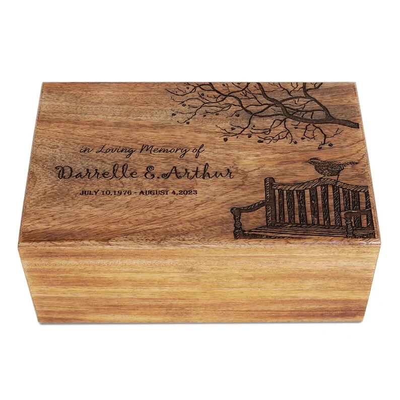 Wooden Cremation Urn for Adult Ashes | Tree of Life Box | Personalized Memorial