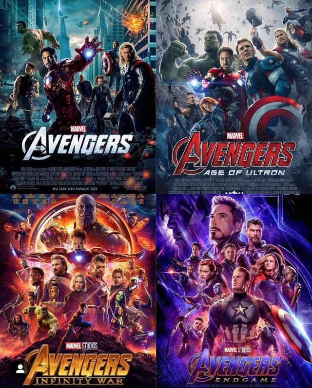 Avengers – Endgame (11&Prime; x 17&Prime;) (18×24) (24×36) Prints ( Set of 4 ) lot
