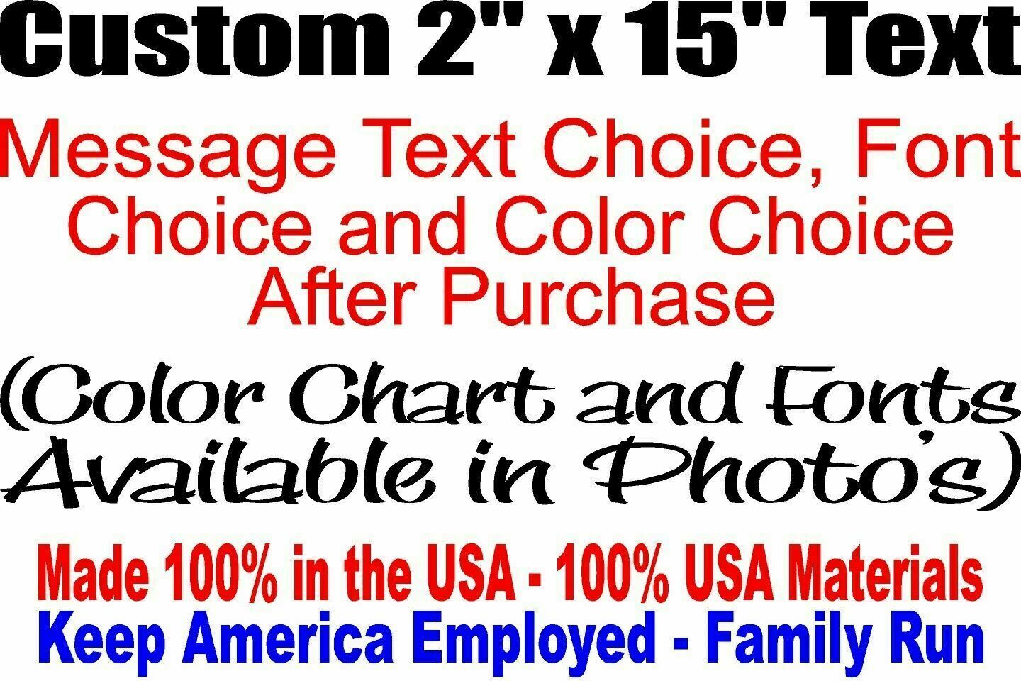 Custom 2&Prime; x 15&Prime; Text Vinyl Decal Lettering Name Window Wall Door Words Sticker
