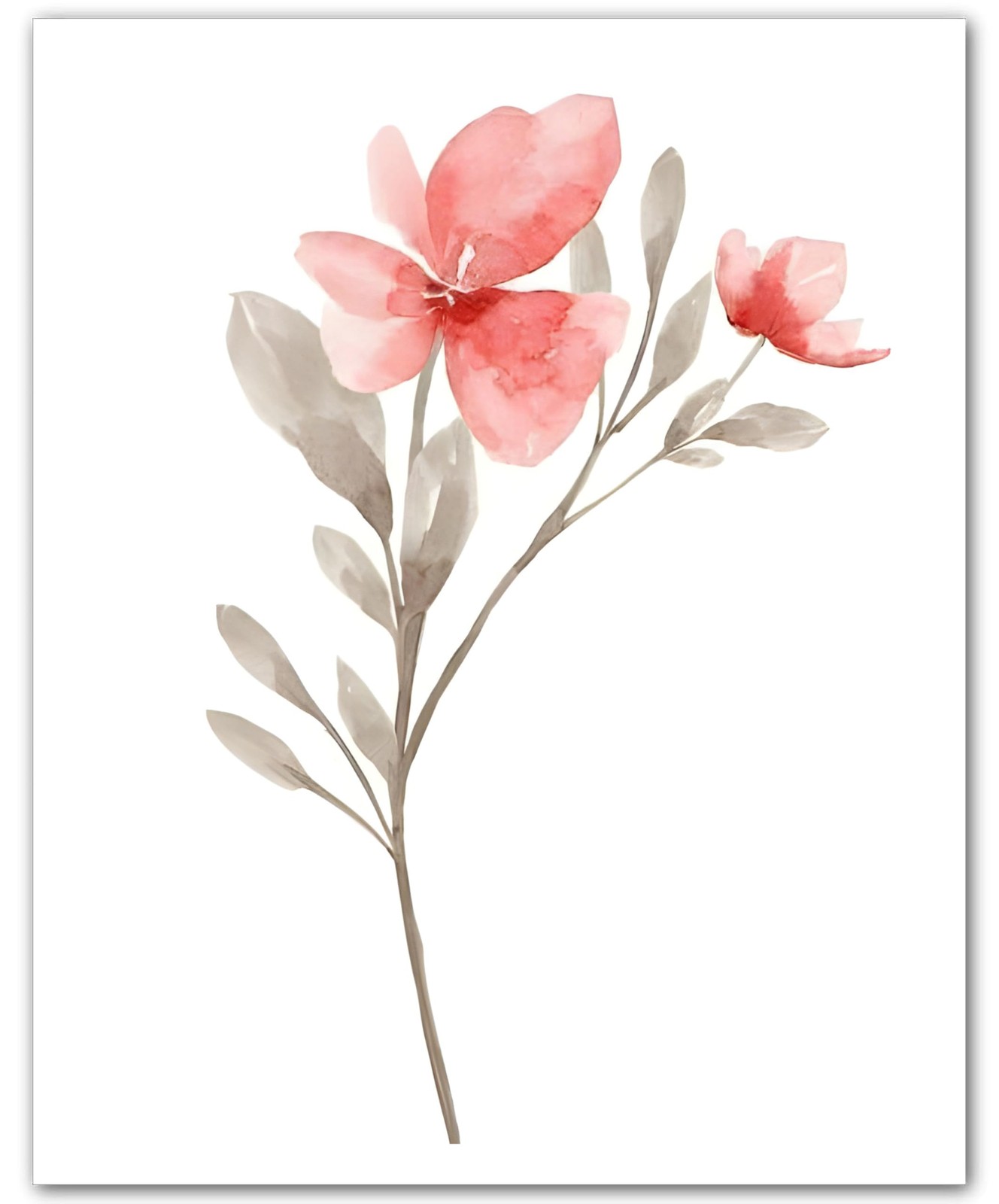 Botanical Peach Pink Floral Stem Pink 8×10 Floral Print Wall Art Poster