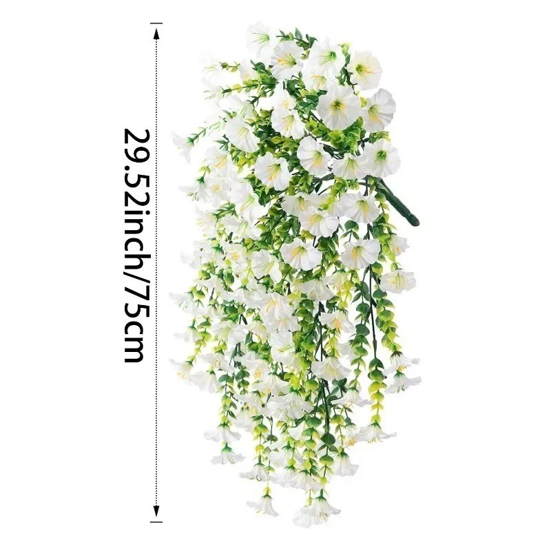 1PC Artificial Morning Glory Vines UV Resistant Hanging Flowers Outdoor Decor