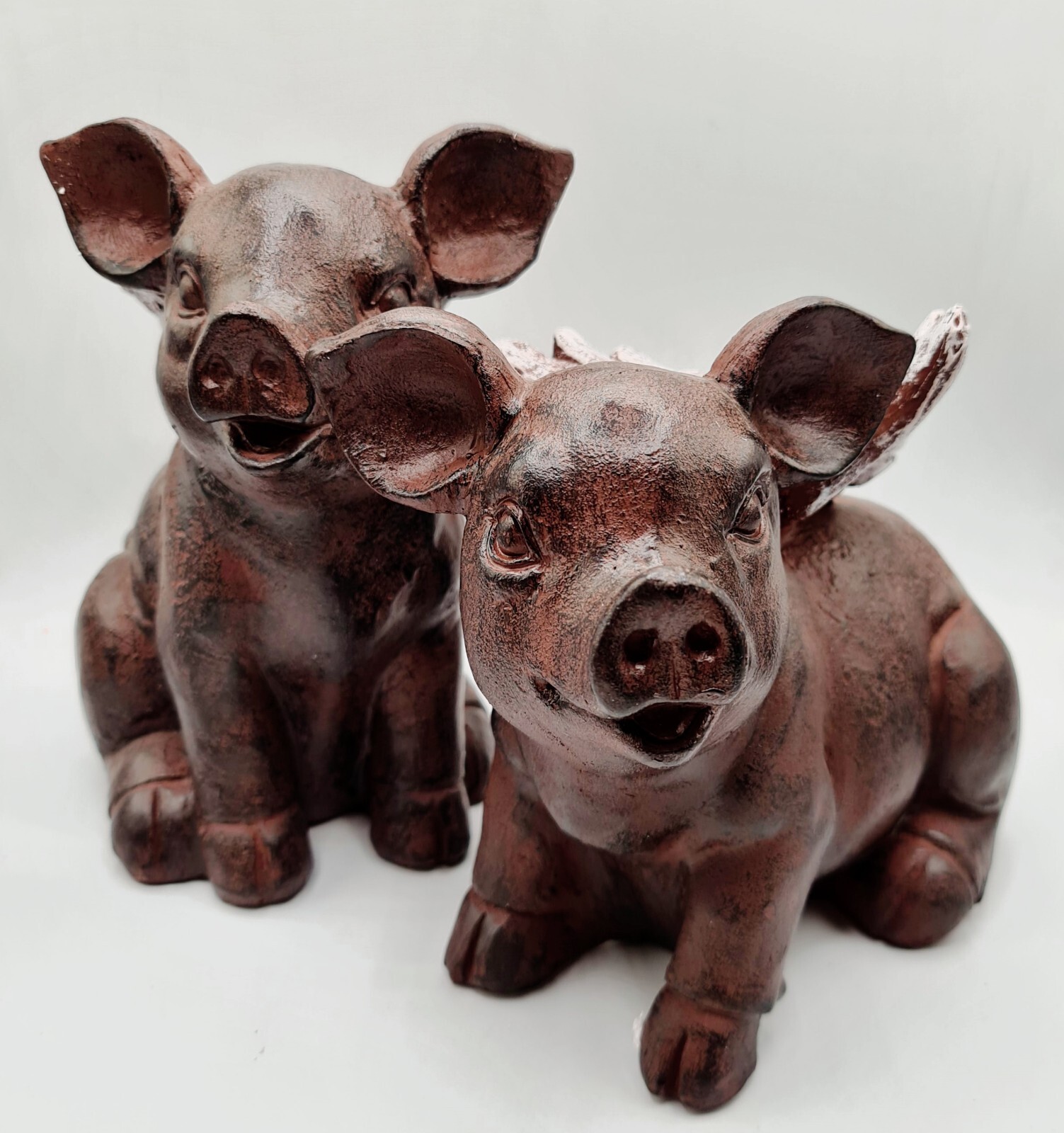 Rustic Pink Flying Pig 8.5”x6.5&Prime; Resin Figurine Set of 2 Spring Summer Decor