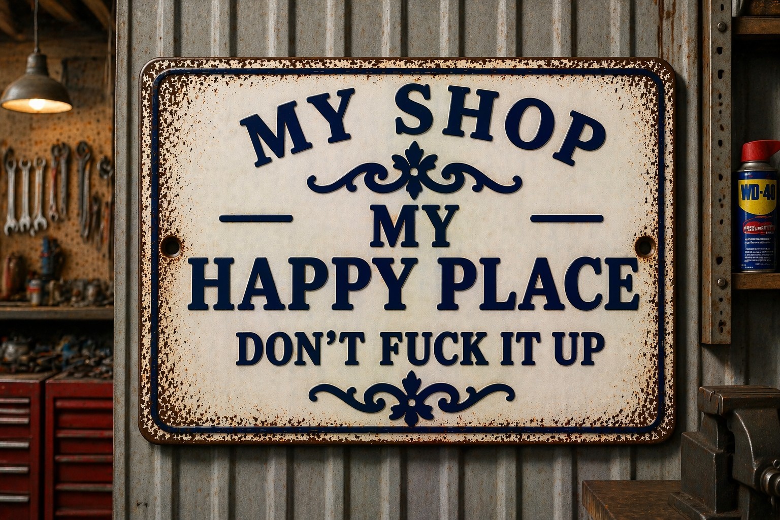 This Is My Shop My Happy Place Don&rsquo;t F It Up Metal Sign Rustic 8×12 Man Cave