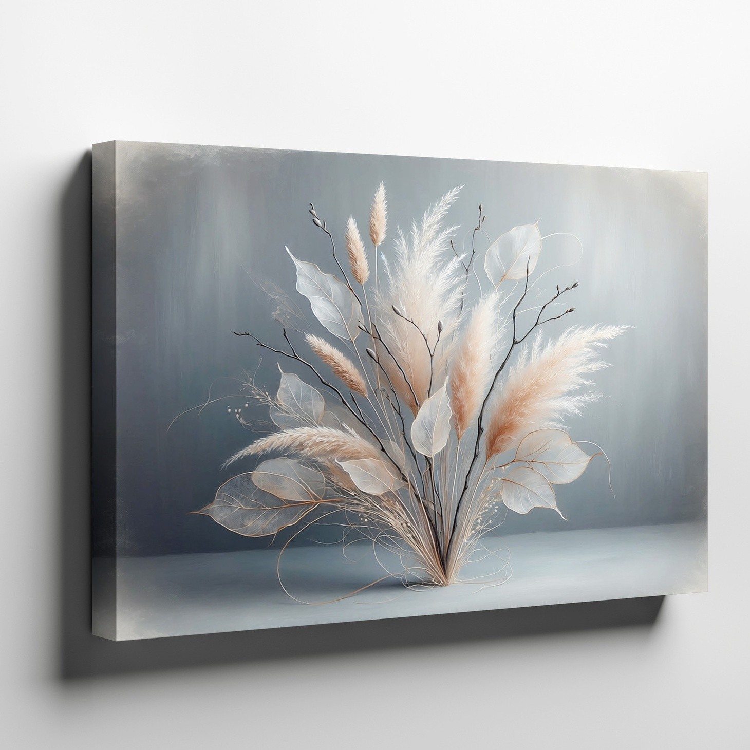 Neutral Tones Dried Flowers and Leaves Canvas Wall Art Modern Botanical Print