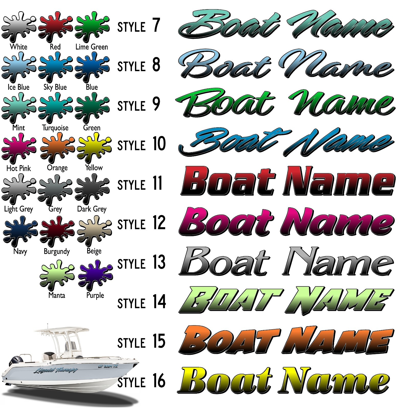 Boat Name Decal 4×24&Prime; / Custom Hull Graphic / Premium Marine Vinyl Lettering GRB