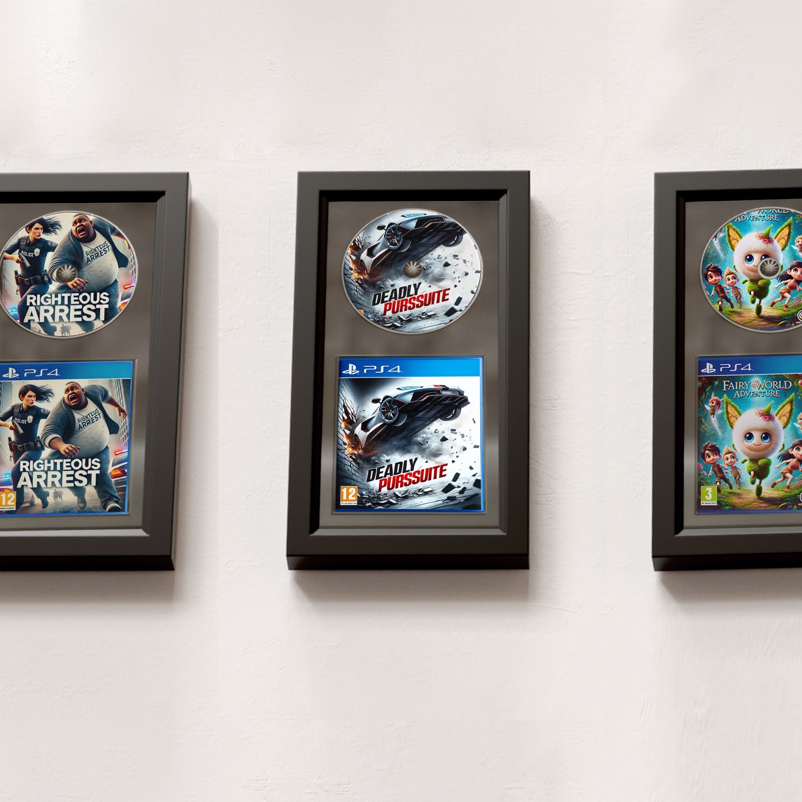 Video Game Display Frame, PS5/PS4/PS3/XBOX Game Case and Disc Display Frame