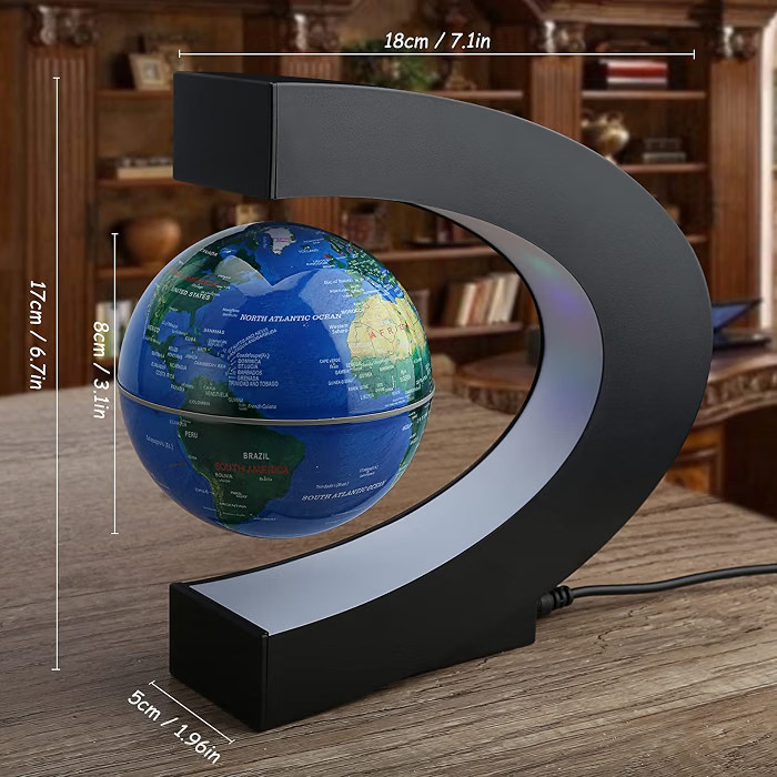Magnetic Levitation Floating World Map Globe with C Shape Base, Floating Glob…
