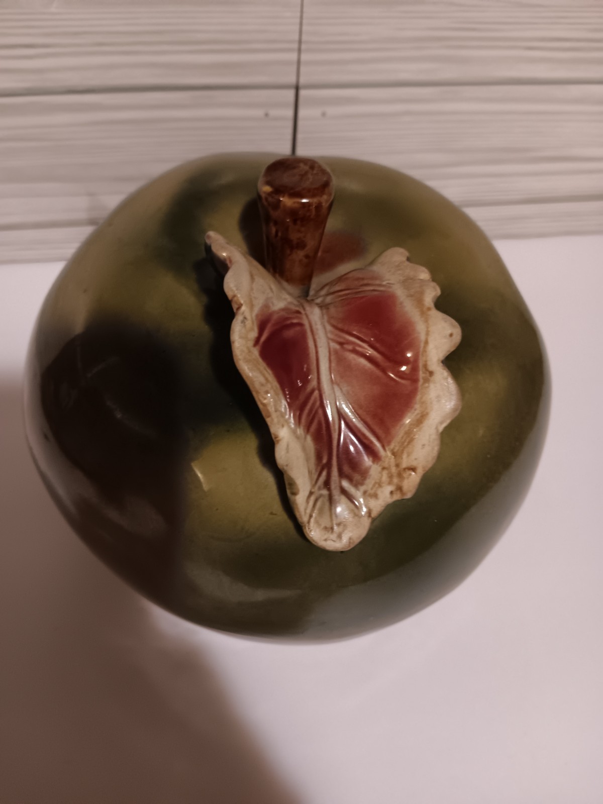 6.5&Prime; Ceramic Green Apple Figurine Country Farmhouse Kitchen Decor Fruit