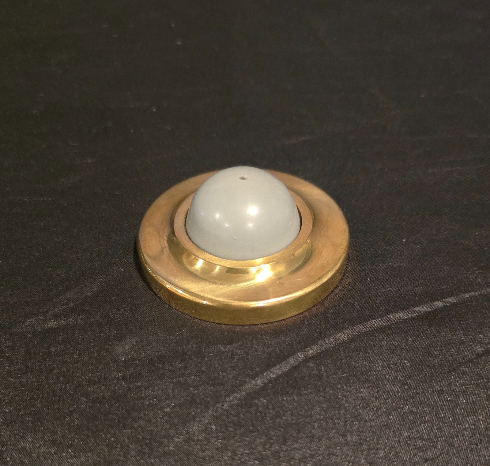 Solid Brass Wall Mount Door Stop Rosette Rubber Bumper 2.75in NOS