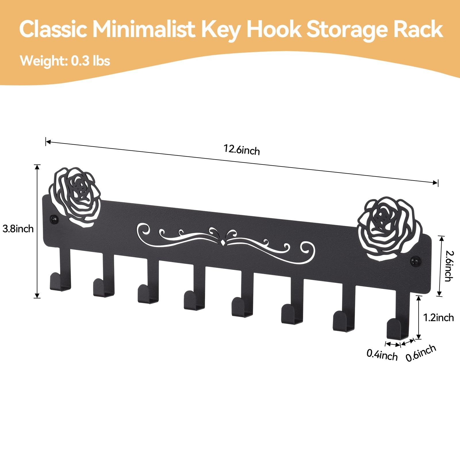 2-Pack Premium Iron Key Holder for Wall – Dual Installation: Wall Mount & Adh…