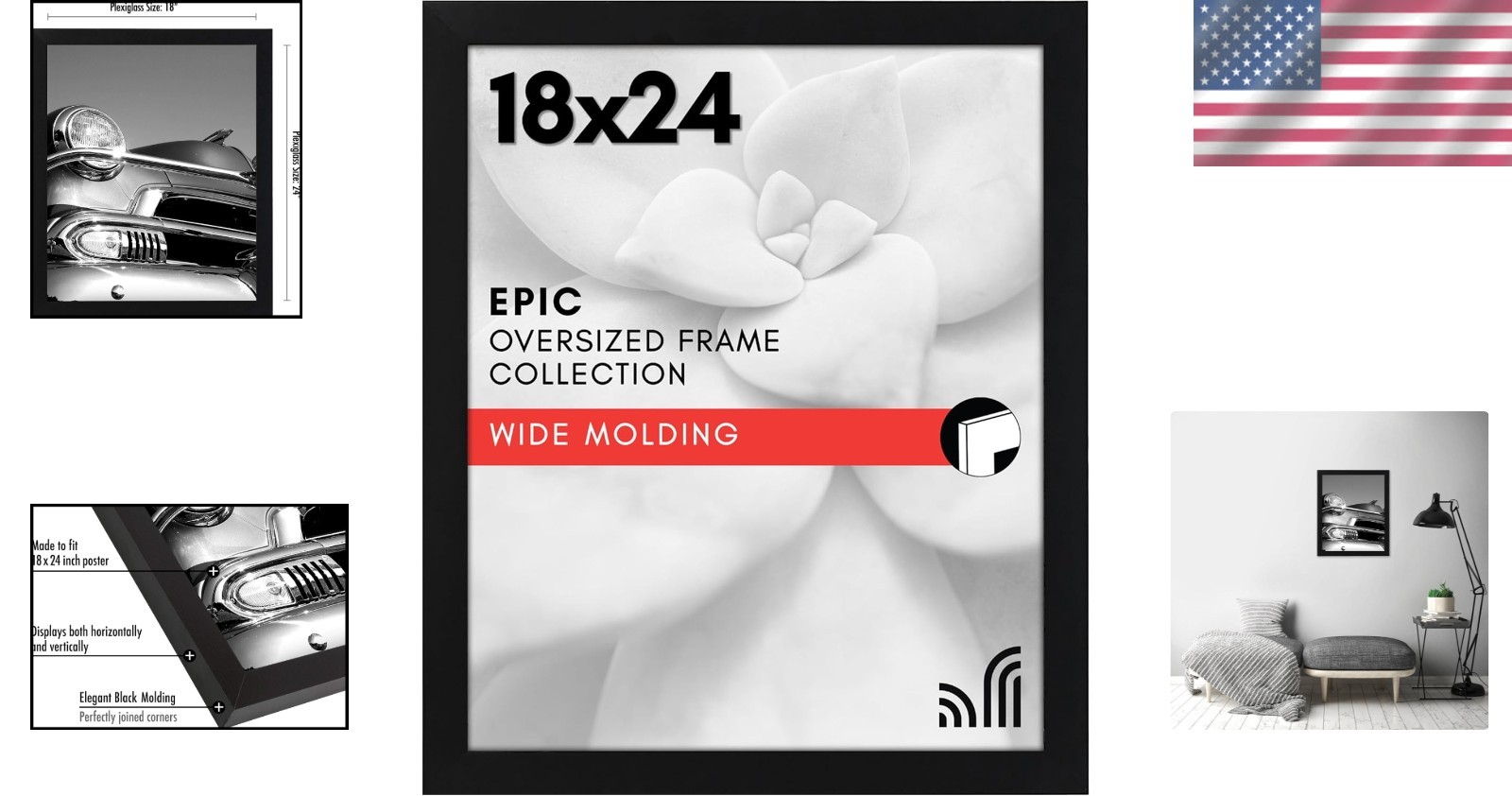 Versatile 18×24 Black Picture Frame – Horizontal or Vertical Wall Display