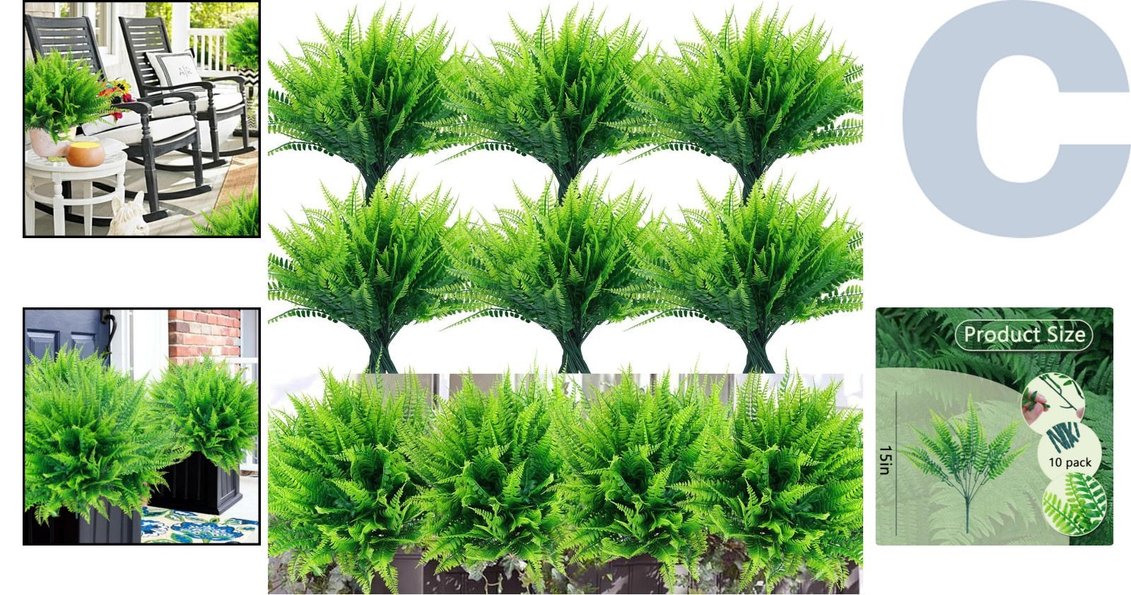 Easy-Care 10-Pack Artificial Ferns: Perfect for -Round Indoor/Outdoor Use